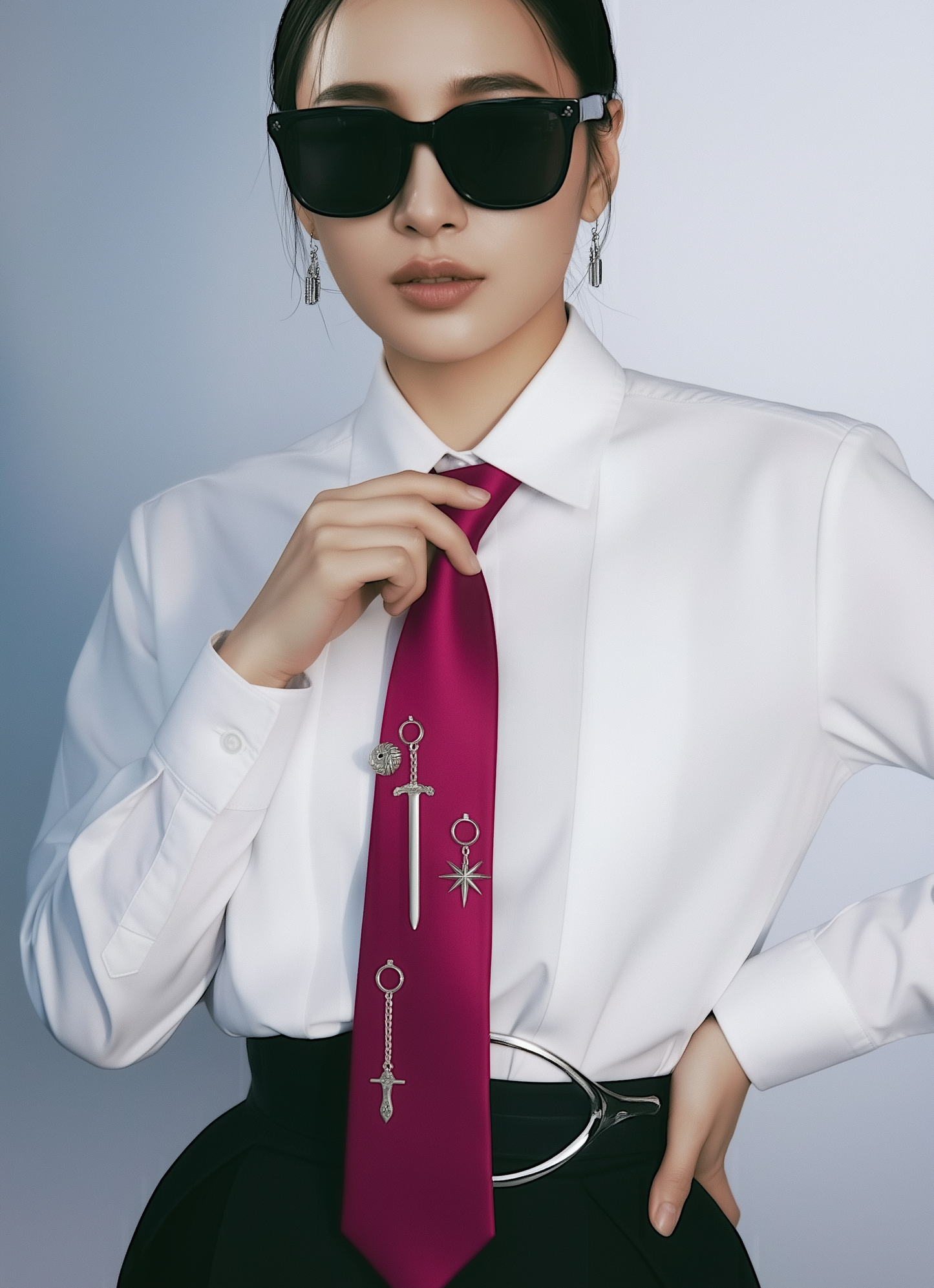 Gothic Hot Dark Pink Satin Tie – Limited Edition