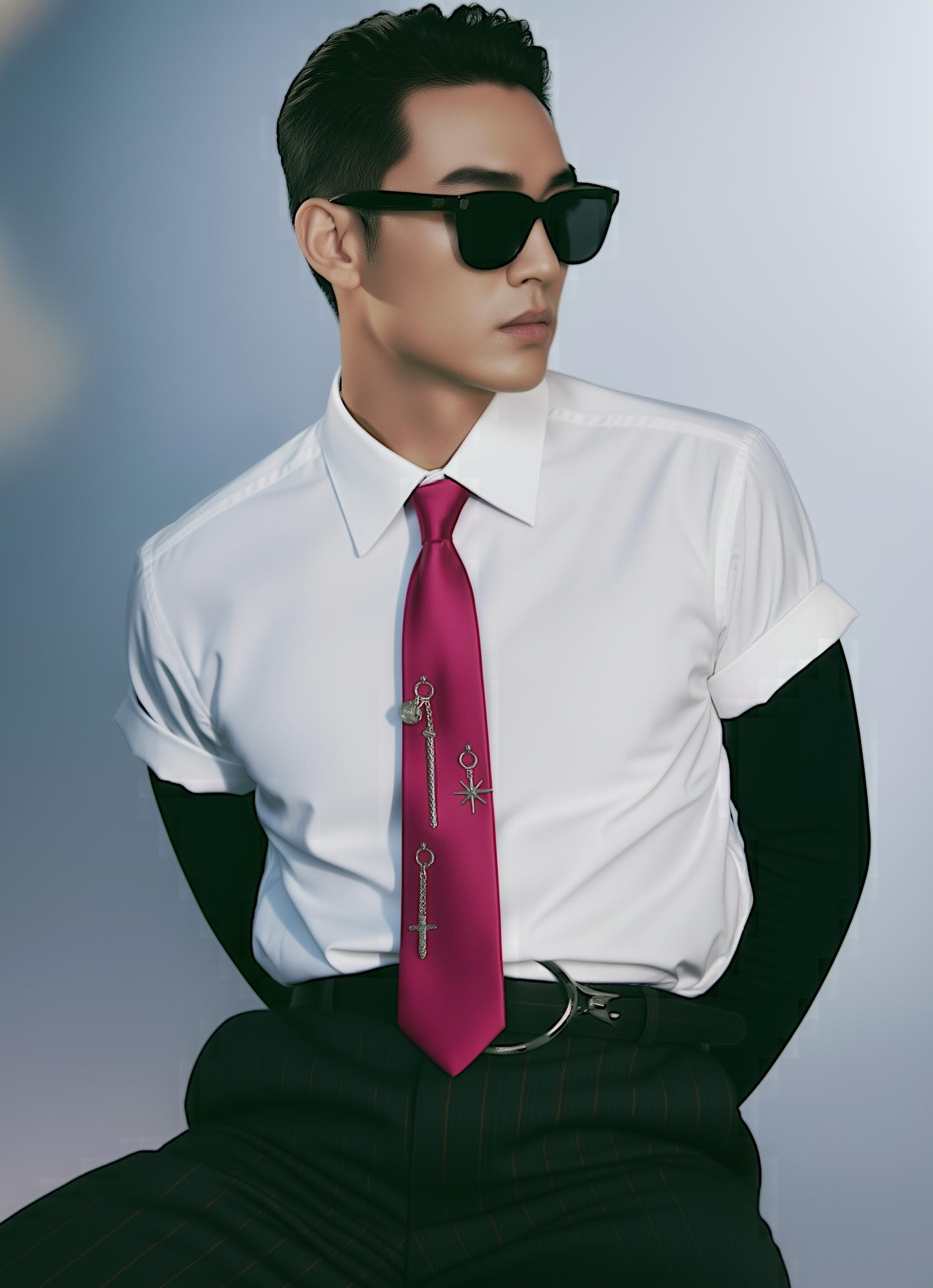 Gothic Hot Dark Pink Satin Tie – Limited Edition