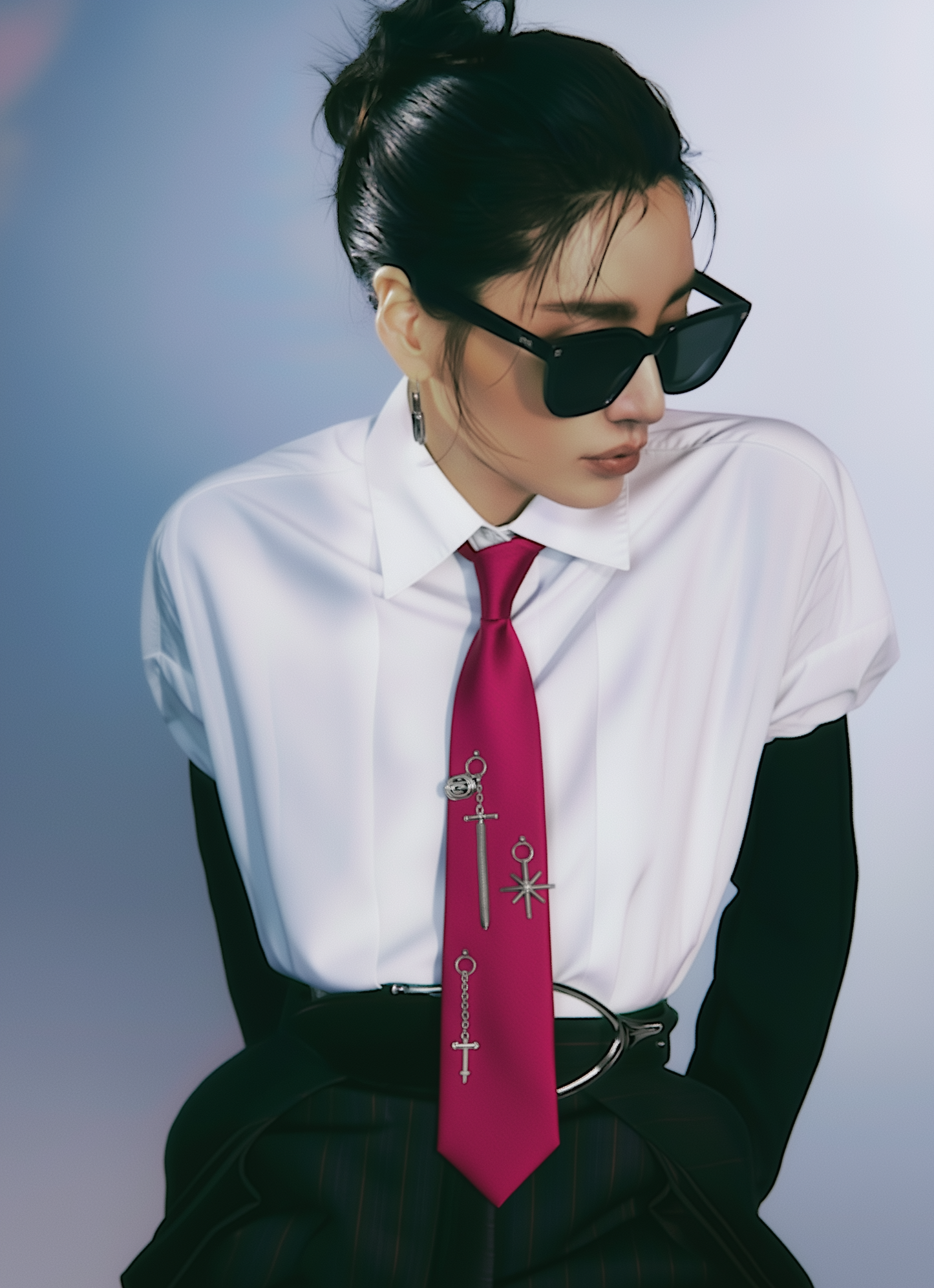Gothic Hot Dark Pink Satin Tie – Limited Edition