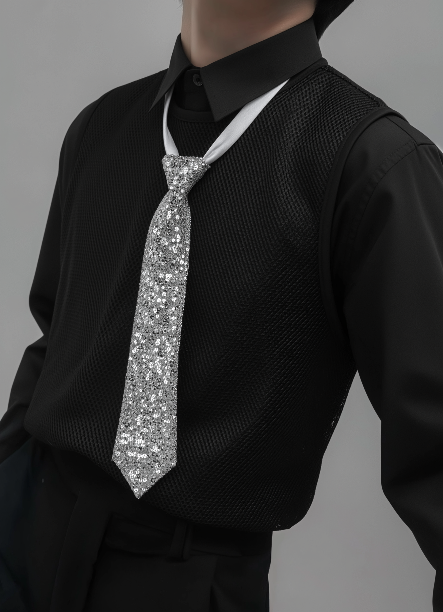 Luxury Silver Sequin Tie – Limited Edition