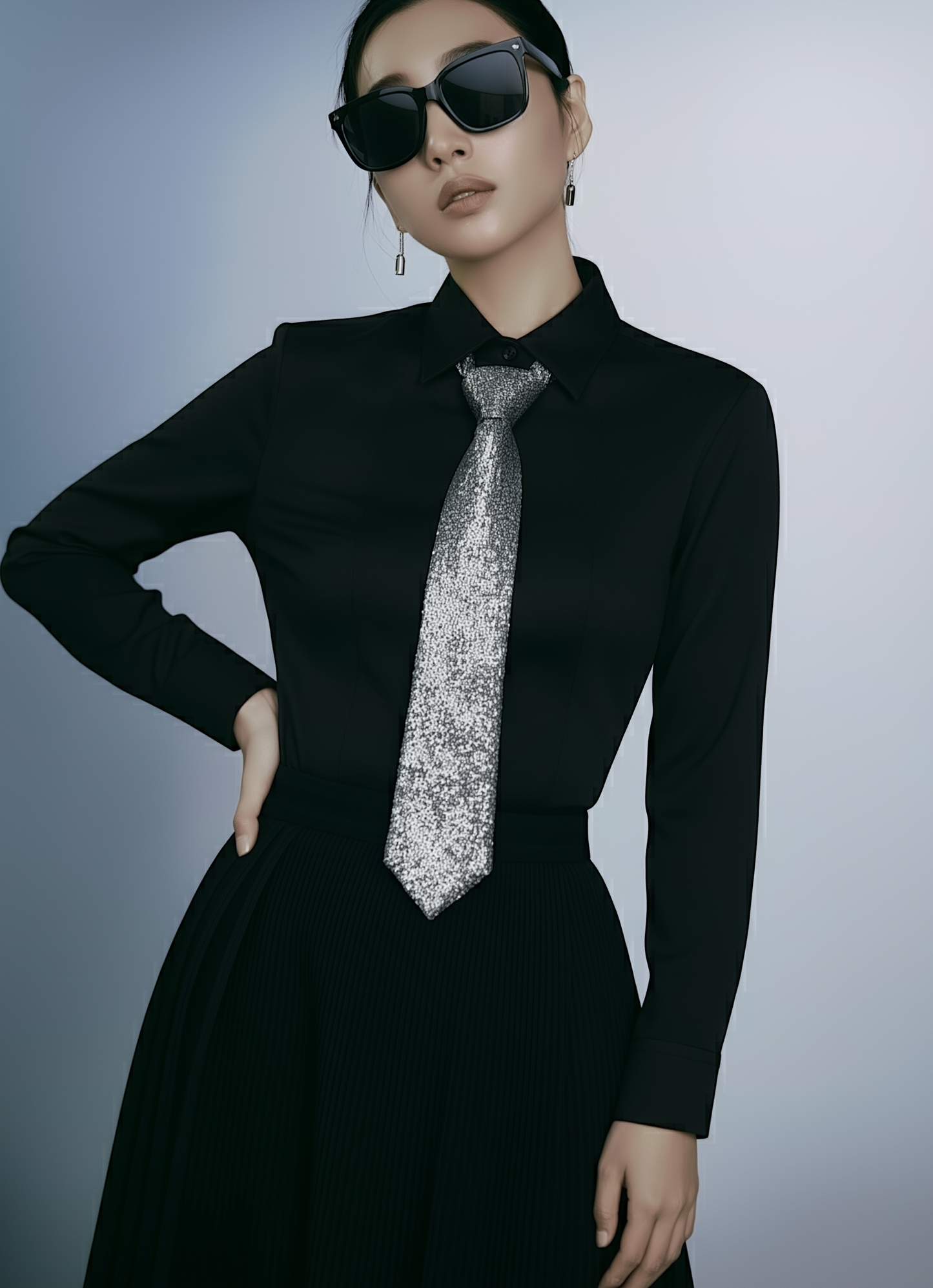 Luxury Silver Sequin Tie – Limited Edition